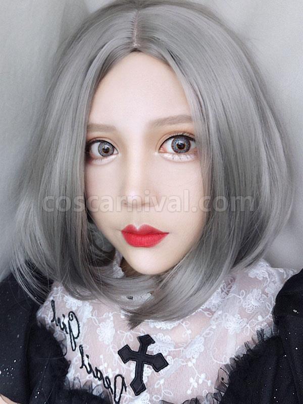 原宿ファッション ロリータ ウィッグ グレー セントラル パーティング ロリータ ヘア ウィッグ cocarnival