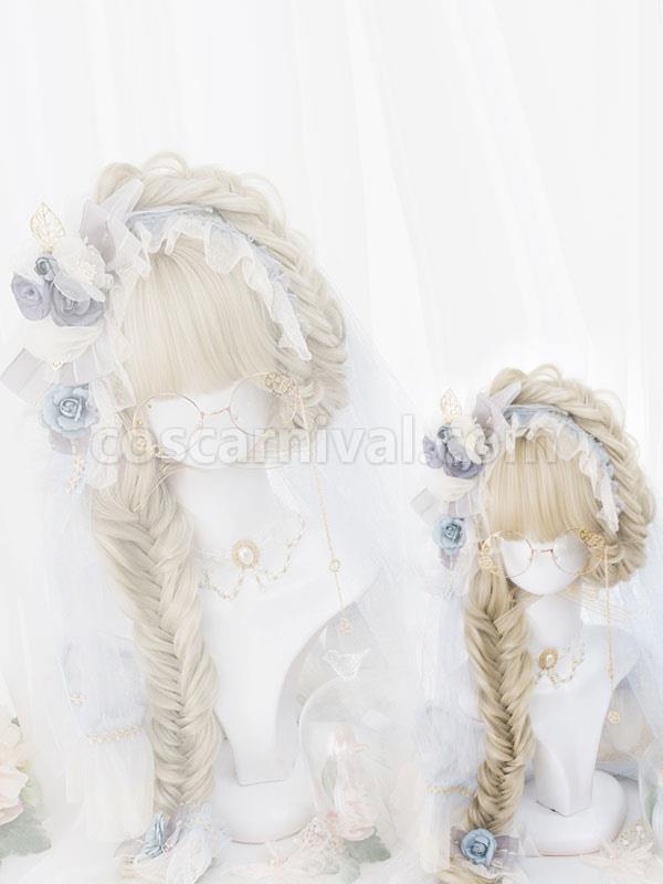 甘いロリータ ウィッグ ロング カーリー ロリータ ヘア ウィッグ ブラント バング cocarnival