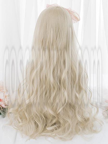 甘いロリータ ウィッグ ロング カーリー ロリータ ヘア ウィッグ ブラント バング cocarnival