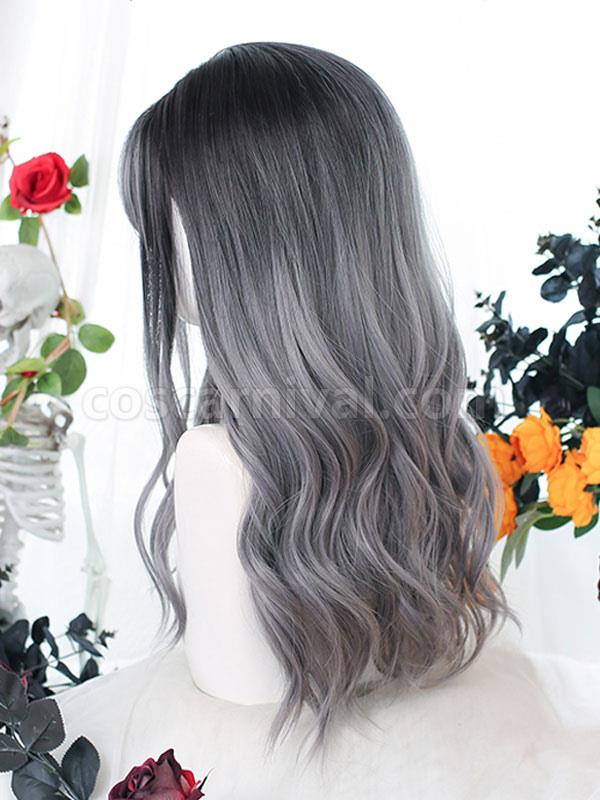 原宿ファッション ロリータ ウィッグ ディープ グレー ロング 耐熱繊維 ロリータ アクセサリー cocarnival