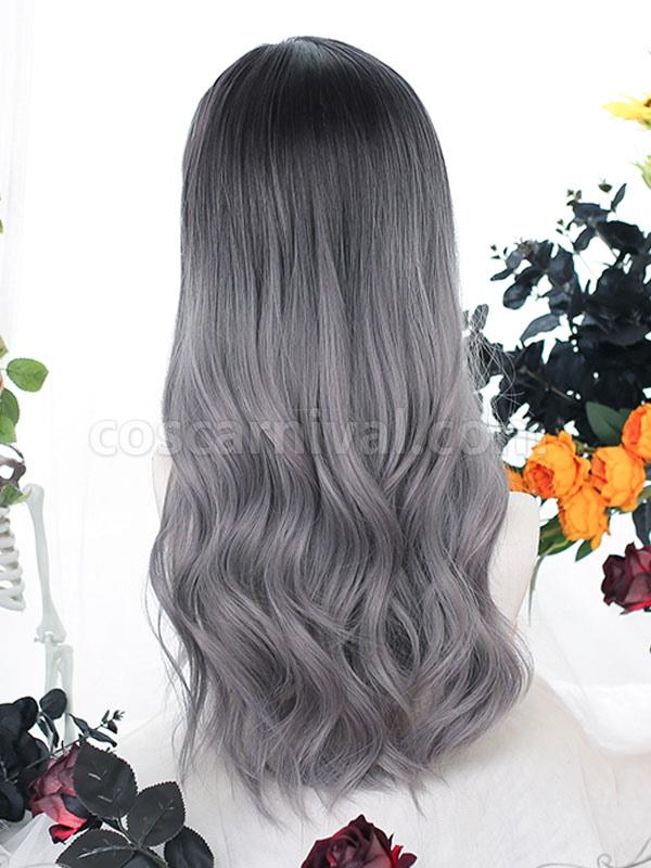 原宿ファッション ロリータ ウィッグ ディープ グレー ロング 耐熱繊維 ロリータ アクセサリー cocarnival