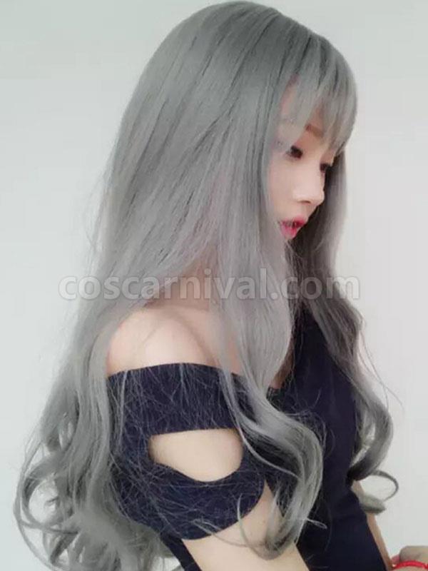 Harajuku Fashion Lolita Wigs Gray Long Heat Resistant Fiber Lolita Hair Wigs 