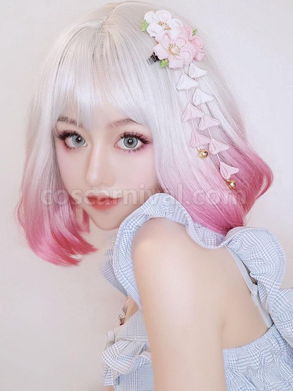 ROCOCO Style Lolita Wig Short Heat-resistant Fiber White Lolita Accessories 
