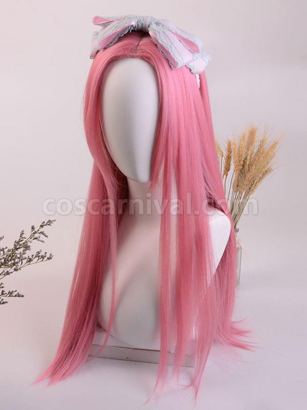 甘ロリータウィッグ ロング 耐熱ファイバー ピンク ロリータ アクセサリー coscarnival