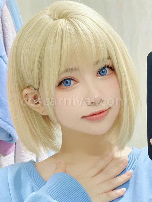 Sweet Lolita Wigs Short Heat-resistant Fiber Light Gold Lolita Accessories 