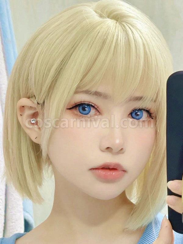 甘いロリータ ウィッグ ショート 耐熱ファイバー ライトゴールド ロリータ アクセサリー cocarnival