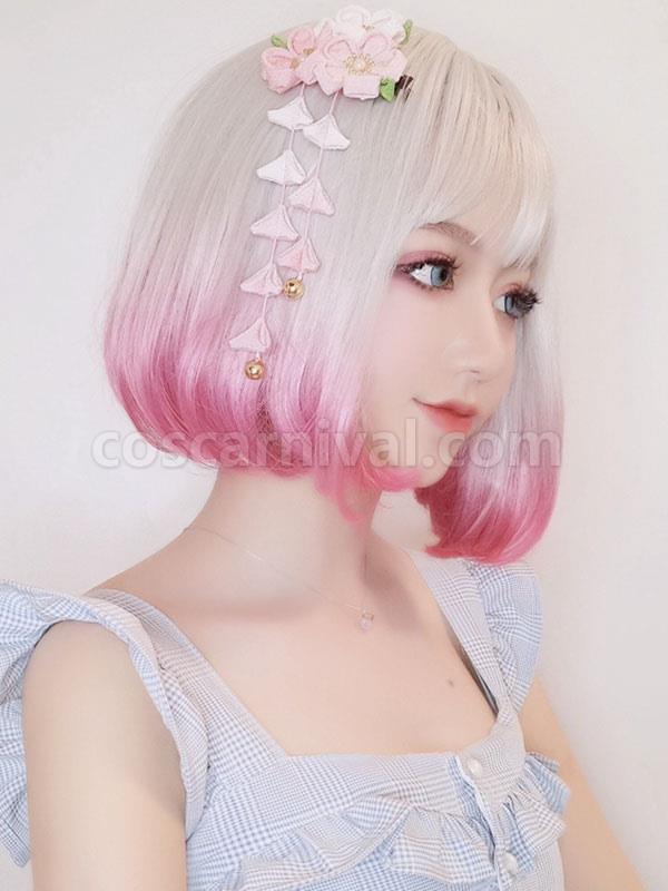 ROCOCO スタイル ロリータ ウィッグ ショート 耐熱ファイバー ホワイト ロリータ アクセサリー cocarnival