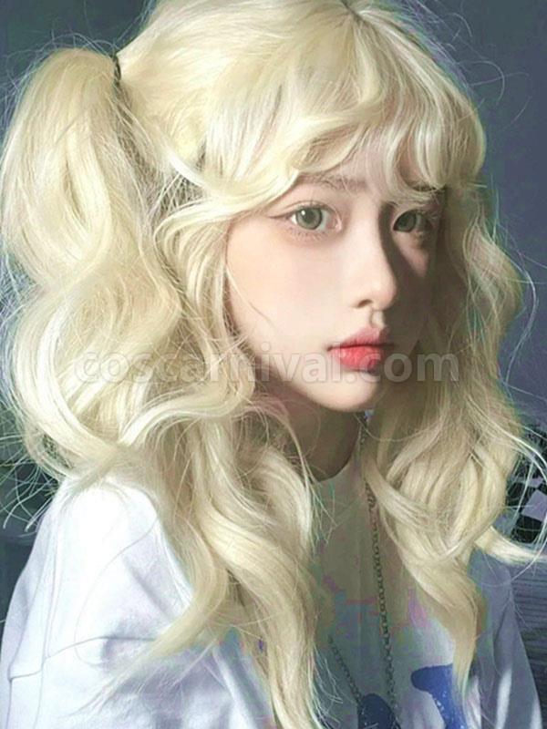 ROCOCO Style Lolita Wig Light Gold Long Heat-resistant Fiber Lolita Accessories 