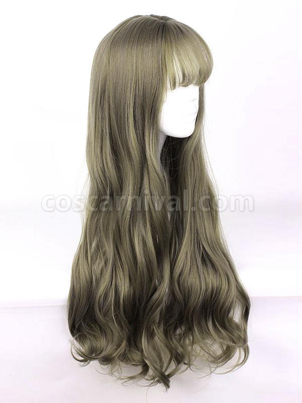 スウィートロリータ ウィッグ ロング カーリー グレー 合成ロリータ ウィッグ バング cocarnival