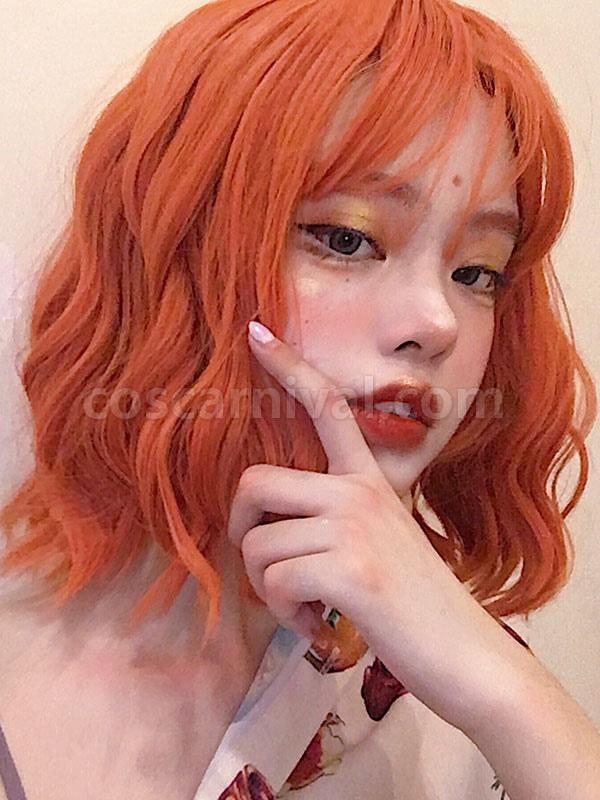 Oragnge Red Lolita Wig Short Curly Lolita Hair Wigs 