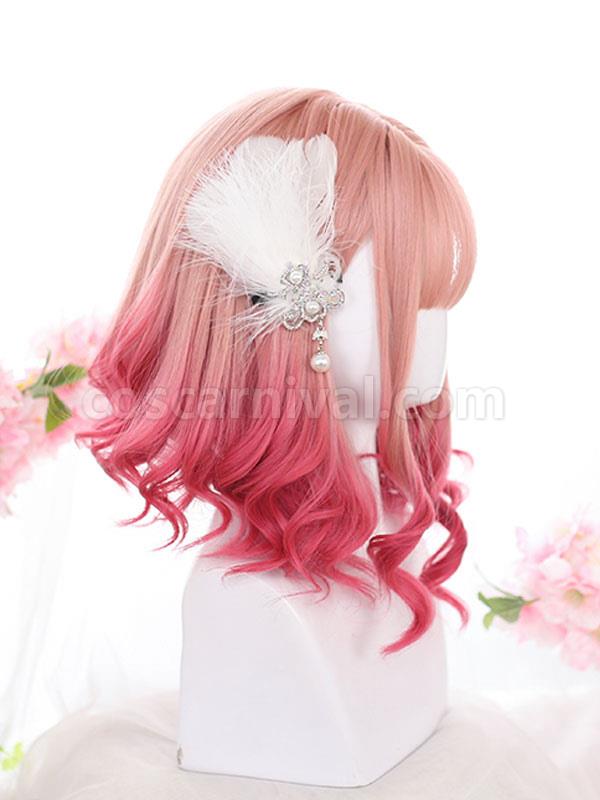 ピンク ロリータ ウィッグ ミディアム 耐熱ファイバー ロリータ アクセサリー coscarnival