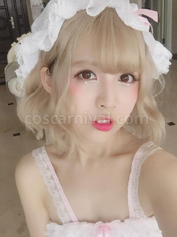Short Lolita Wigs Heat Resistant Fiber Blonde Lolita Hair Wigs 