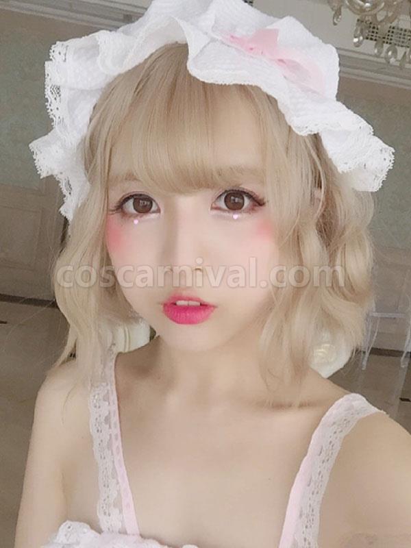 短いロリータ ウィッグ耐熱ファイバー ブロンド ロリータ ヘア ウィッグ cocarnival