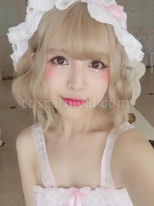 短いロリータ ウィッグ耐熱ファイバー ブロンド ロリータ ヘア ウィッグ cocarnival