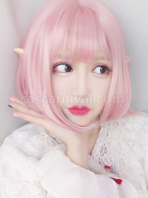 甘いロリータ ウィッグ ライト ピンク ショート 耐熱繊維ロリータ ヘア ウィッグ cocarnival