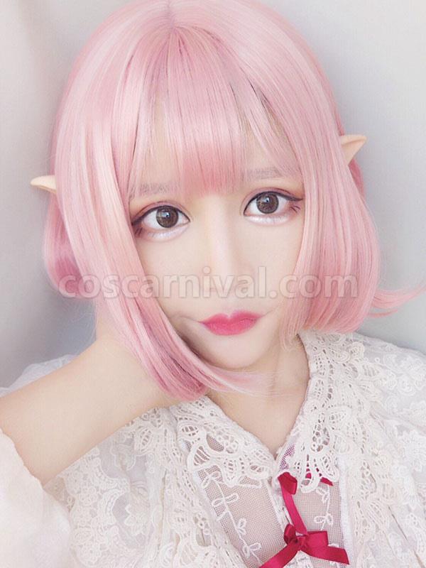 甘いロリータ ウィッグ ライト ピンク ショート 耐熱繊維ロリータ ヘア ウィッグ cocarnival