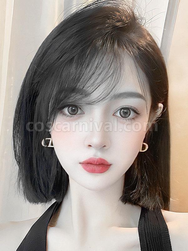 ROCOCO Style Lolita Wigs Short Heat-resistant Fiber Black Lolita Accessories 