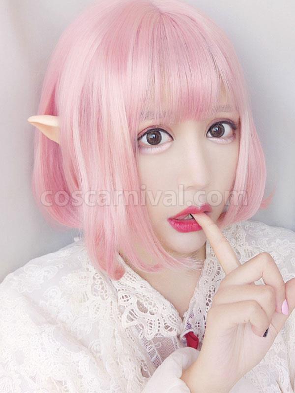 甘いロリータ ウィッグ ライト ピンク ショート 耐熱繊維ロリータ ヘア ウィッグ cocarnival
