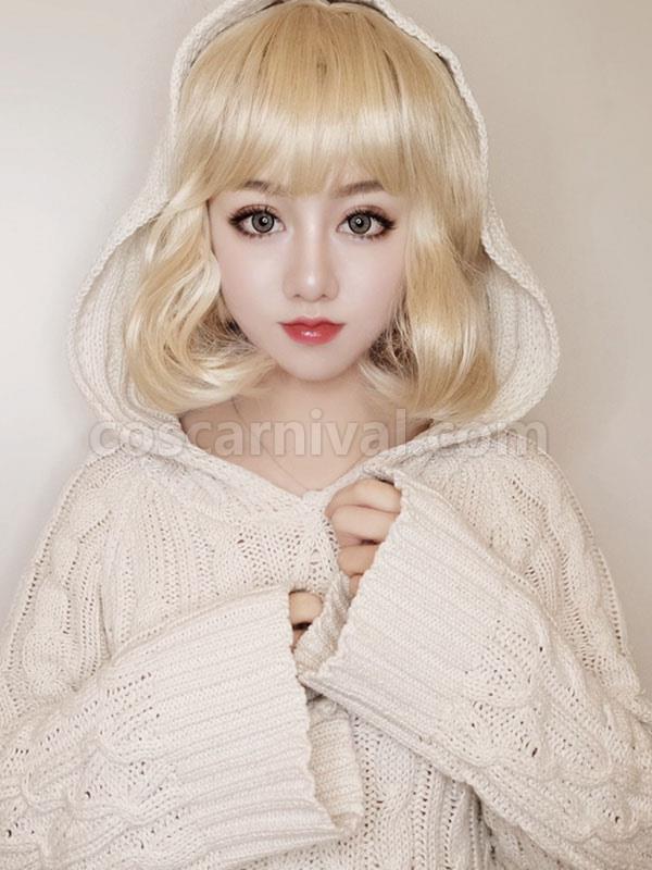 Sweet Lolita Wig Short Heat-resistant Fiber Light Gold Lolita Accessories 