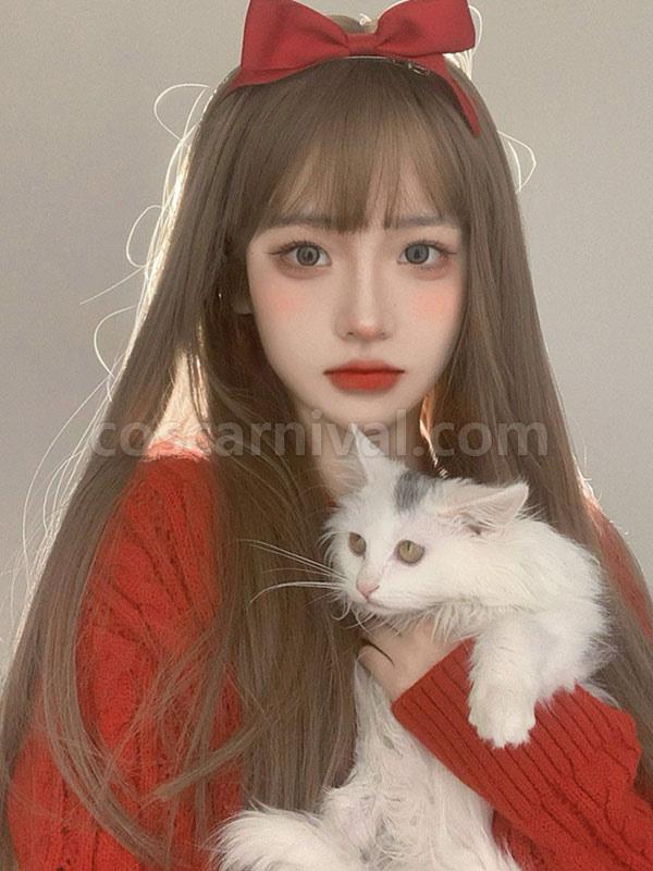 Harajuku Fashion Lolita Wig Light Brown Long Heat-resistant Fiber Lolita Accessories 