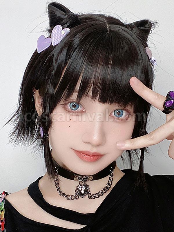 黒ロリータ ウィッグ ショート 耐熱ファイバー ロリータ アクセサリー cocarnival