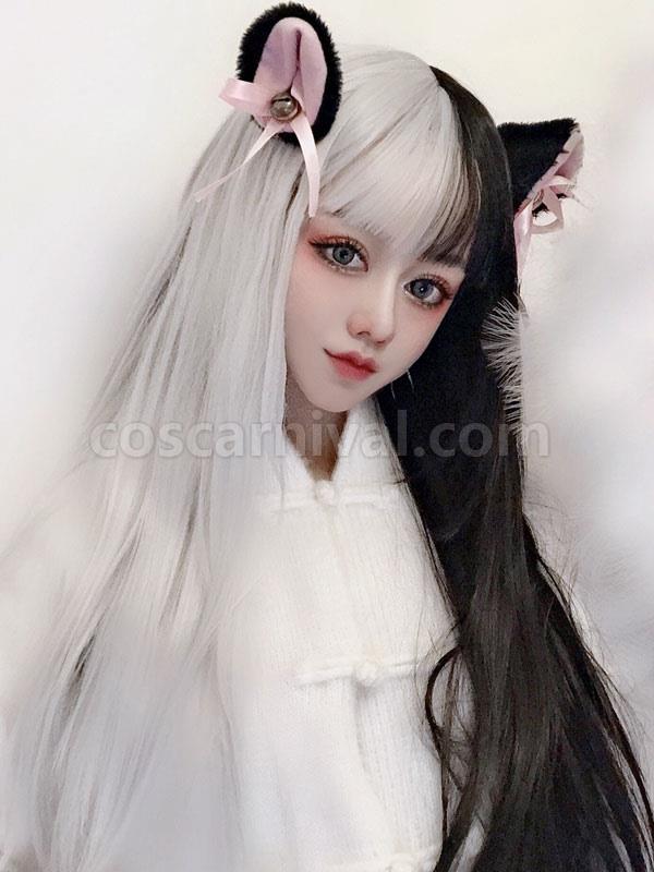 Lolita Wig Black And White Long Heat Resistant Fiber Lolita Hair Wigs 
