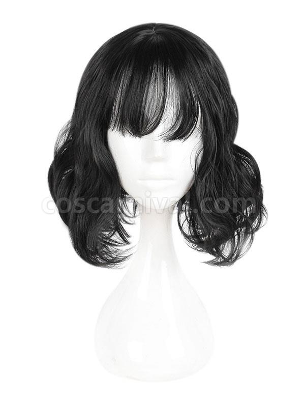Harajuku Lolita Wig Wispy Fringe Bang Natural Wave Black Lolita Short Wig 
