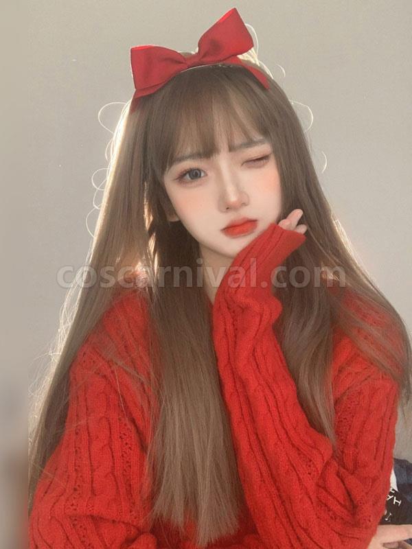 原宿ファッション ロリータ ウィッグ ライトブラウン ロング 耐熱繊維 ロリータ アクセサリー cocarnival