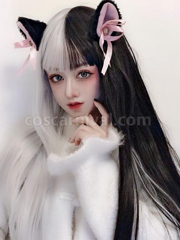 ロリータ ウィッグ黒と白の長い耐熱ファイバー ロリータ ヘア ウィッグ cocarnival