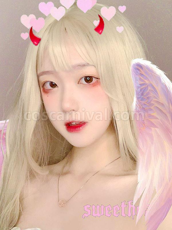 甘いロリータ ウィッグ ロング ブロンド ロリータ ヘア ウィッグ 前髪 cocarnival