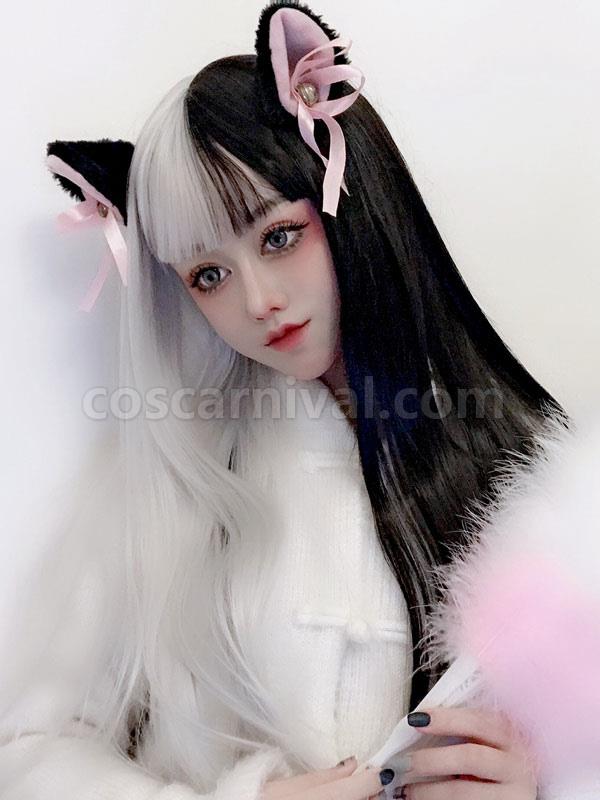 ロリータ ウィッグ黒と白の長い耐熱ファイバー ロリータ ヘア ウィッグ cocarnival
