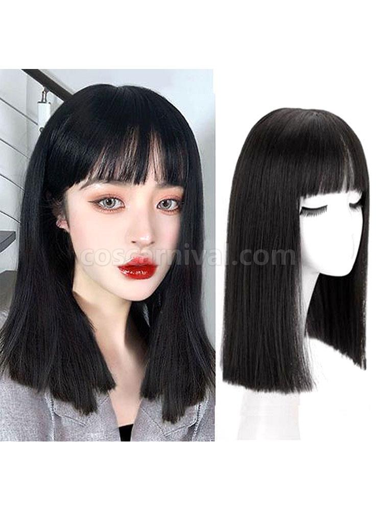 Sweet Lolita Wigs Medium Heat-resistant Fiber Black Lolita Accessories 