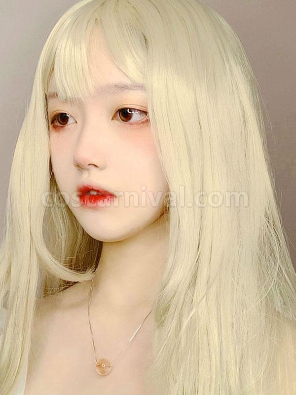 甘いロリータ ウィッグ ロング ブロンド ロリータ ヘア ウィッグ 前髪 cocarnival