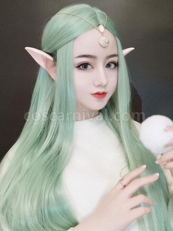 ミント グリーン ロリータ ウィッグ ロング 中央分け目 ロリータ ヘア ウィッグ cocarnival