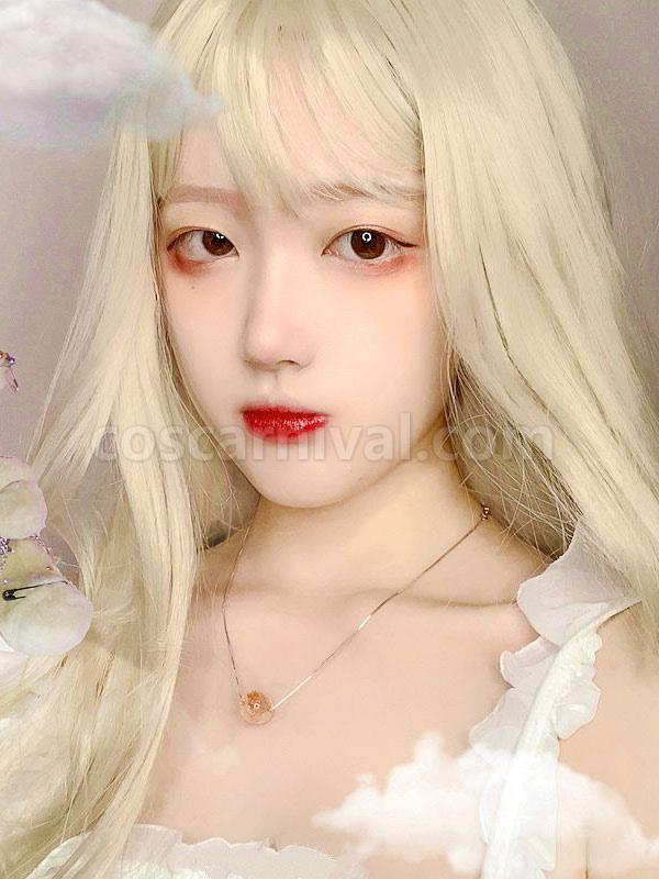 甘いロリータ ウィッグ ロング ブロンド ロリータ ヘア ウィッグ 前髪 cocarnival