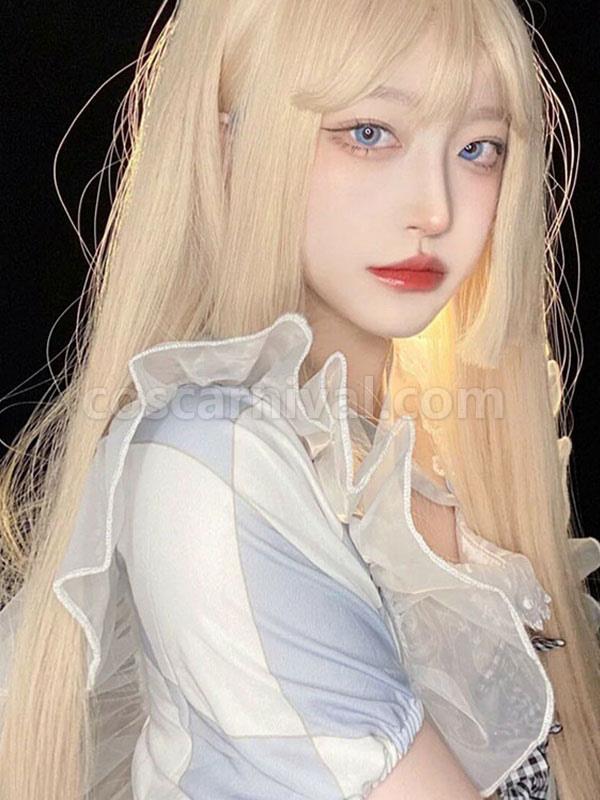 原宿ファッション ロリータ ウィッグ イエロー ロング 耐熱繊維 ロリータ アクセサリー cocarnival