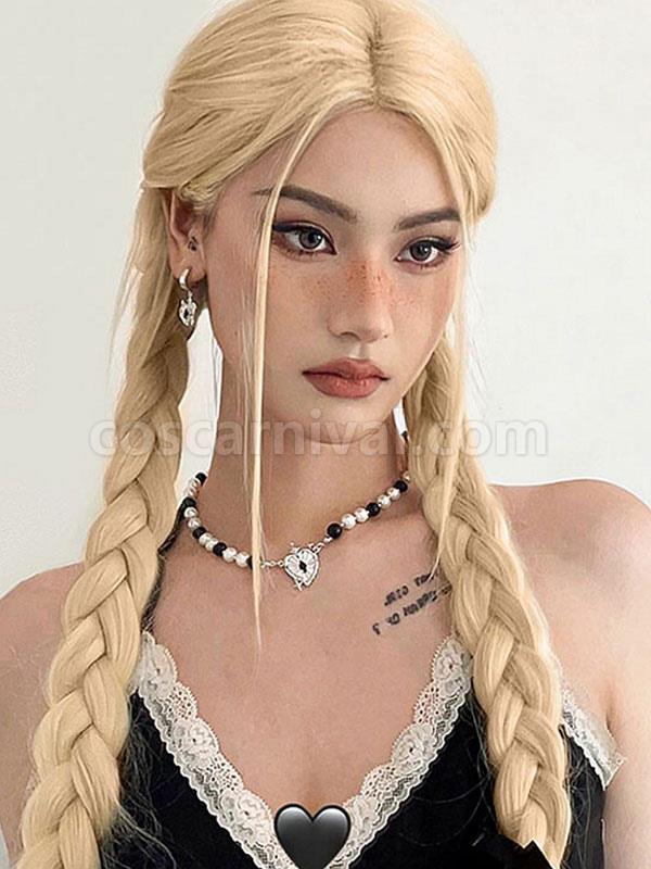 Sweet Lolita Wig Long Heat-resistant Fiber Light Gold Lolita Accessories 