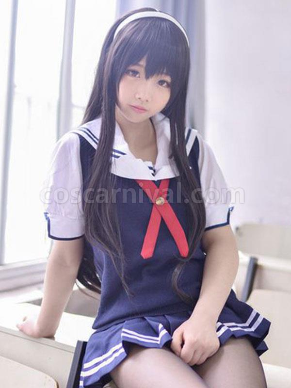 長いロリータ ウィッグ黒耐熱ファイバー ロリータ ヘア ウィッグ coscarnival