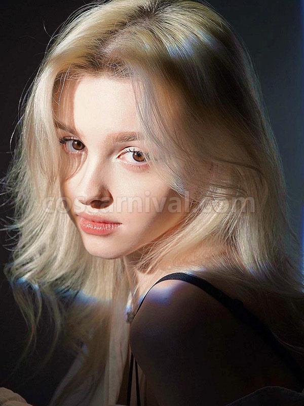 甘いロリータ ウィッグ ライト ゴールド ロング 耐熱ファイバー ロリータ アクセサリー cocarnival