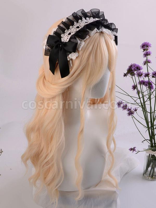 ROCOCO Style Lolita Wigs Light Gold Long Heat-resistant Fiber Lolita Accessories 