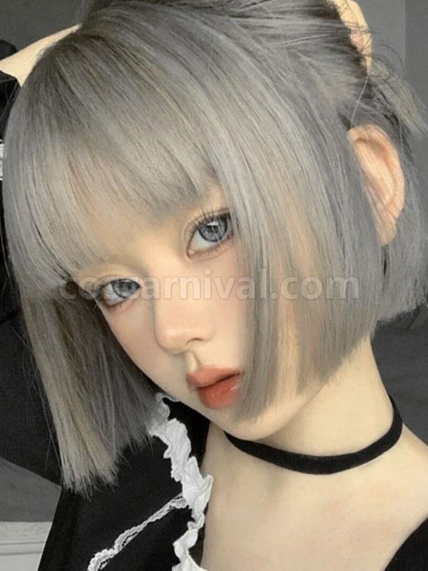 ROCOCO スタイル ロリータ ウィッグ ショート 耐熱ファイバー グレー ロリータ アクセサリー cocarnival