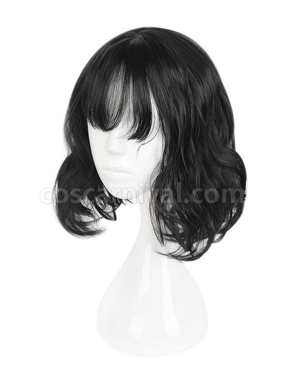 原宿ロリータ ウィッグ ウィスピー フリンジ バング ナチュラル ウェーブ ブラック ロリータ ショート ウィッグ cocarnival