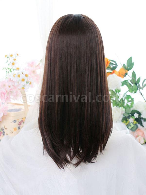 ロング ロリータ ウィッグ 耐熱繊維 コーヒー ブラウン ロリータ アクセサリー cocarnival
