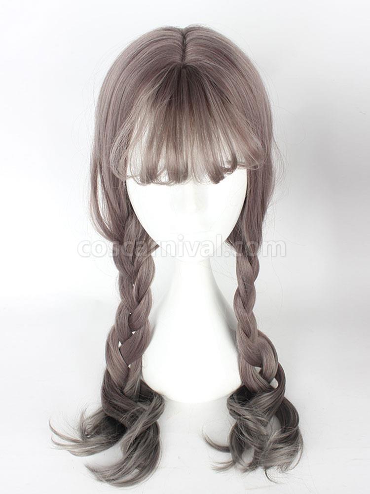 甘いロリータ ウィッグ カーリー ロング亜麻色ブラント前髪人工毛ウィッグ cocarnival