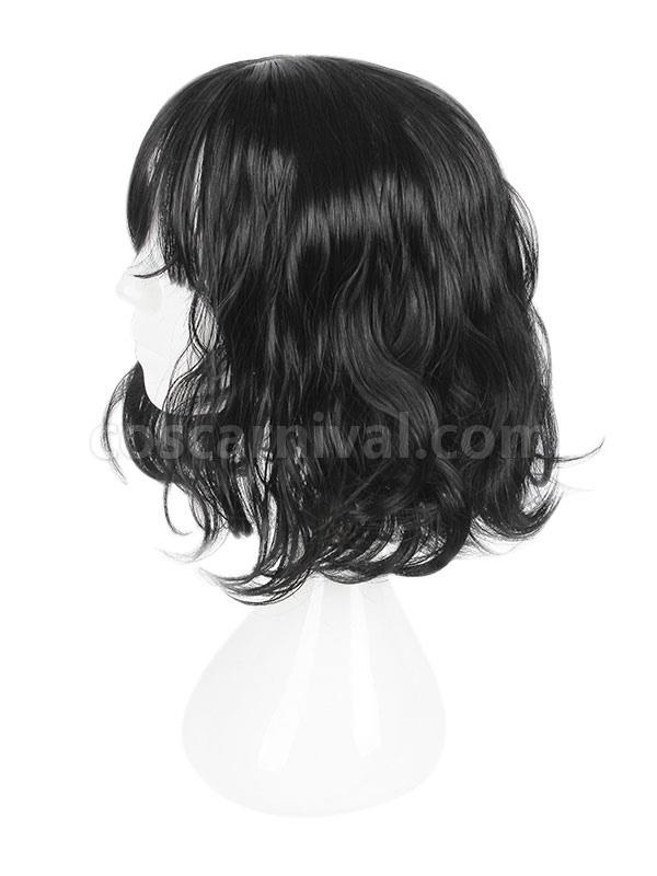 原宿ロリータ ウィッグ ウィスピー フリンジ バング ナチュラル ウェーブ ブラック ロリータ ショート ウィッグ cocarnival
