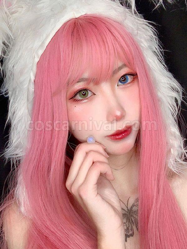 ピンク ロリータ ウィッグ ロング 耐熱繊維 ロリータ ヘア ウィッグ coscarnival