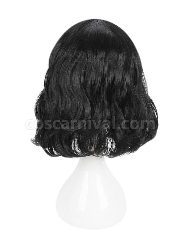原宿ロリータ ウィッグ ウィスピー フリンジ バング ナチュラル ウェーブ ブラック ロリータ ショート ウィッグ cocarnival