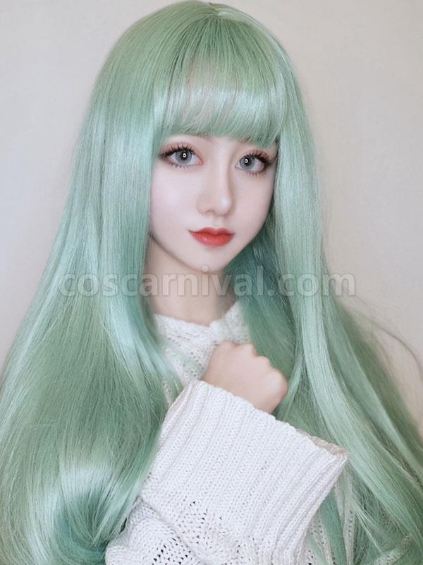 甘いロリータ ウィッグ ロング耐熱ファイバー ミント グリーン ロリータ ヘア ウィッグ cocarnival