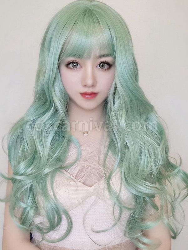ミントグリーンロリータウィッグロング耐熱ファイバーロリータヘアウィッグcoscarnival