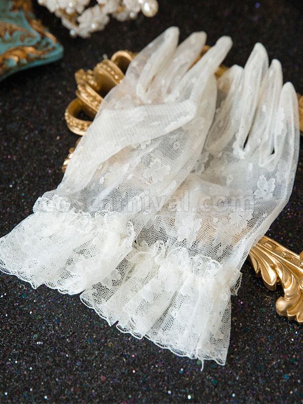 Royal Lolita Gloves White Embroidered coscarnival